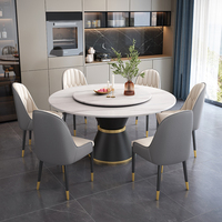 Ensemble de table et de chaises de salle à manger en pierre frittée ronde et moderne de luxe Offre Spéciale avec pieds en métal Tuochen 4-8 Hotel Use Couleur personnalisée