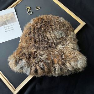 Wholesale Luxury Female Winter <b>Hats</b> Soft <b>Warm</b> Lady's Furry Winter Bucket <b>Hat</b> for Women - Product Image 6