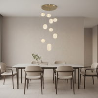 Lustre ovale en fer simple de style nordique, taille moyenne, hauteur réglable, éclairage LED de luxe pour escalier