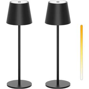 Lampada da Tavolo Cordless Antela LED Ricaricabile Wireless con Dimmer Touch 3000K 4000K 5000K Luce da Scrivania Portatile IP44 Paralume Nero - Product Image 2