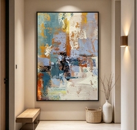Peinture à l'huile abstraite multicolore sur toile, peinte à la main, à l'impasto épais, avec traces de pinceaux bruts superposées, teintes mélangées, art moderne texturé