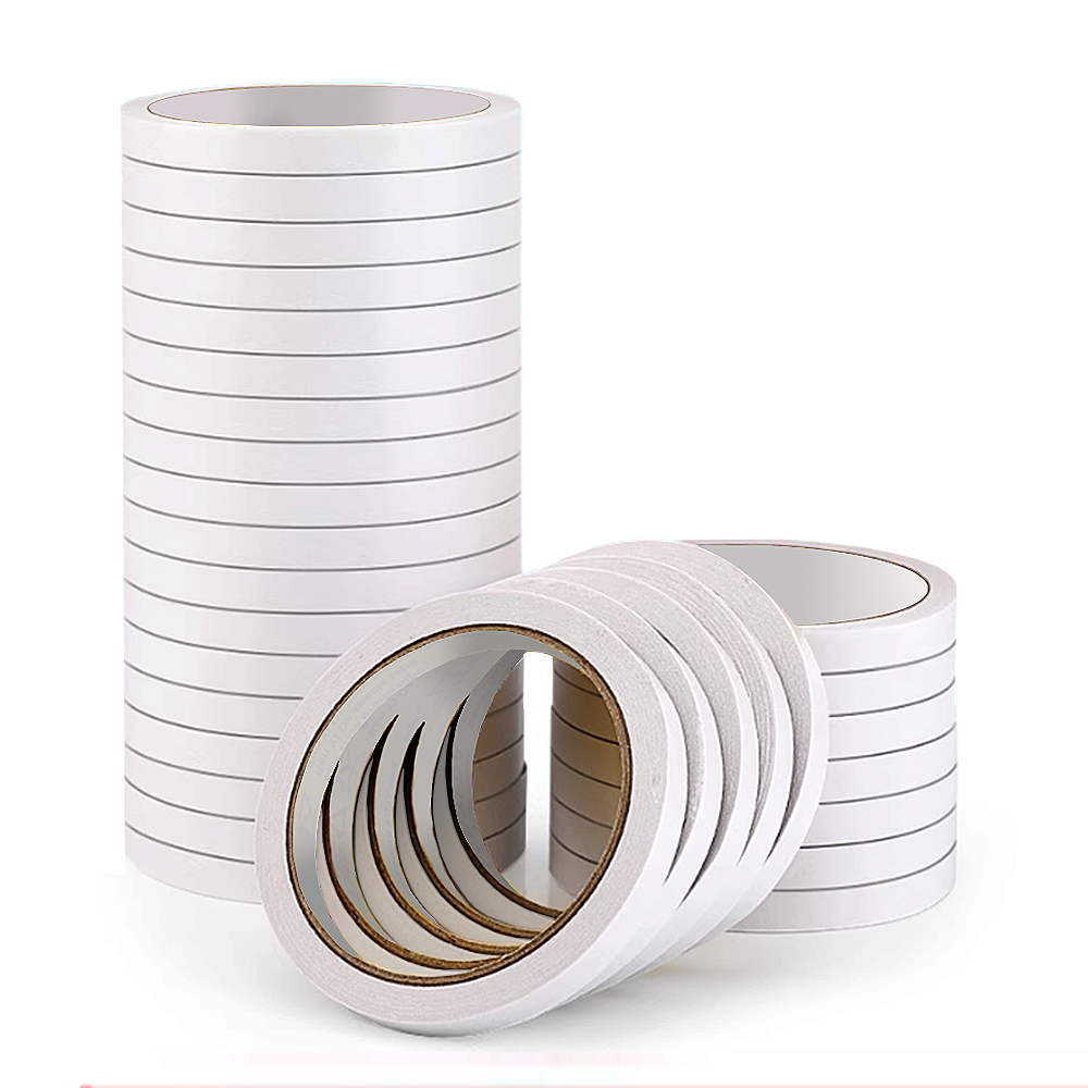 Custom Double Sided Tissue Tape White Sticker Solvent Acrylic Paper D/S Face Coated Double-Sided Strong Adhesive 1" 2" 50m Seal