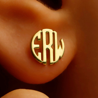 Nuevos Aretes Personalizados con Monograma North, Acero Inoxidable, Joyería Impermeable, Logotipo Personalizado, Nombre, Aretes de 3 Letras para Mujer