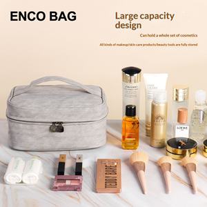 Bolsa de <span class=keywords><strong>Maquillaje</strong></span> de Viaje de Gran Capacidad, con Asa Superior <span class=keywords><strong>y</strong></span> Cremallera, Diseño de Piel de Oveja Sintética, de Alta Gama, <span class=keywords><strong>para</strong></span> Organizar Cosméticos - Product Image 3