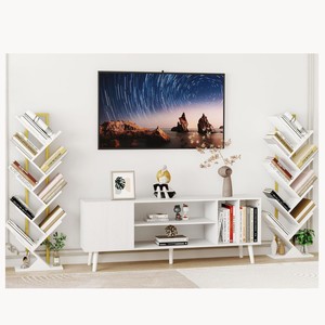 Estantería blanca en forma de árbol de varios niveles, 7 capas, ahorradora de espacio, para almacenamiento y exhibición en la sala de estar del hogar. - Product Image 4