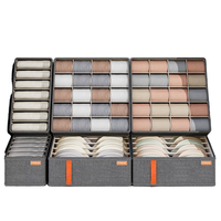 Boîtes et bacs de rangement pour armoire Oxford rétro gris à 20 compartiments, système de placard pliable à un niveau, organisateurs pour vêtements, sous-vêtements