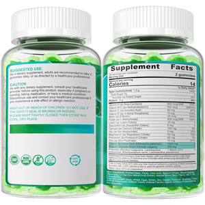 Gommes bio à la spiruline et à la chlorelle avec vitamines biotine et probiotiques pour le soutien immunitaire et la détoxification - Product Image 4