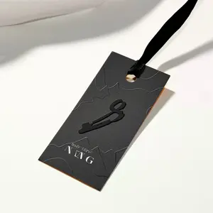 공장 두꺼운 하이 퀄리티 400g 검은 카드 스톡 의류 라벨 사용자 정의 로고 및 색상 직사각형 스윙 태그