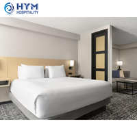 Base de lit Queen 5 étoiles personnalisée en panneaux de bois modernes de la marque Hyatt Select, bureau intégré, mobilier hôtelier FF&E de haute qualité