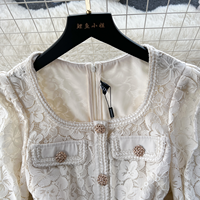 Robe maxi élégante à col carré, tunique décontractée, tissée, respirante, style empire, patchwork, dentelle, pour femmes, marque de vêtements personnalisée