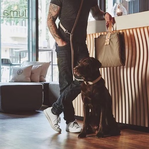 Multifunktionales Hundeleinen-Set mit Einfarbigem Muster zum Umhängen, Verstellbares Trainingshalsband aus Kunstleder mit Freihand-Hundetrainingsleine - Product Image 2