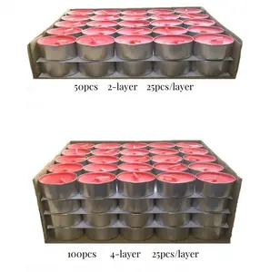 Paquete de 100, 4 horas, 6 horas, 8 horas, tiempo de combustión, velas de cera ligeras de té prensadas, vela de candelita blanca sin perfume