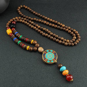 旧货尼泊尔长佛教马拉木串珠吊坠和项链波西米亚佛陀男女幸运珠宝 - Product Image 4