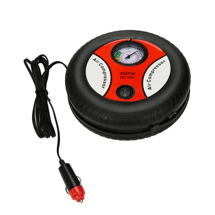 Mới xe máy bơm không khí tự động bơm xách tay điện mini Tire Inflator Máy nén khí 260PSI DC 12V 151-250psi CE