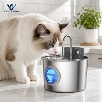 Fuente de Agua para Mascotas de Acero Inoxidable al por Mayor, Dispensador de Agua Automático Circular Redondo para Perros y Gatos