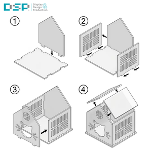 DSP Vietnam Factory Luxury 50cm High KD Flat-Pack Villa Style Modern Pet Crate Furniture Acrylic <b>Cat</b> Cage Pet House for Indoor - Product Image 4