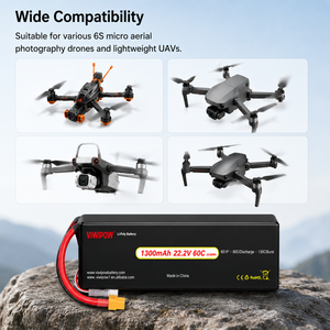 Batterie OEM 1300mAh 22.2V 60C à super capacité et charge rapide pour drones de course, de photographie aérienne et industriels à usage intensif - Product Image 5