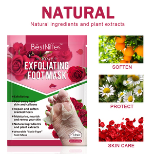 BestNiffes Ultima Novità Maschera per Piedi con Membrana alla Rosa, <span class=keywords><strong>Cura</strong></span> della Pelle, Ammorbidimento, Rimozione Calli, Esfoliante, Idratante - Product Image 3