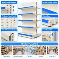 Étagère de supermarché robuste double face, gondole de magasin d'alimentation, présentoir de vente au détail, unité d'îlot commerciale réglable