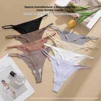 Culottes string pour femmes les plus vendues à l'international ; Culottes en nylon et coton, tricotées unies, sans couture, respirantes, taille basse ; fines et à fines bretelles