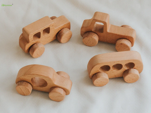 Juego de Coches de Madera Educativos Hechos a Mano, Ecológicos y Seguros para Recién Nacidos, Montessori, <span class=keywords><strong>Coche</strong></span> de Empuje de Madera para Niños y Niñas, Decoración de Guardería - Product Image 5