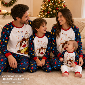 Conjunto de Pijamas Navideños Familiares a Juego, de Algodón, Marca Privada, Ropa de Dormir para Mamá, Papá <span class=keywords><strong>y</strong></span> Bebé, Pijamas a Juego para Mamá e Hijo/a - Product Image 2