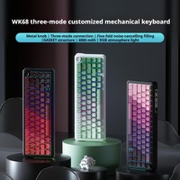 Clavier mécanique Weikav WK68, clavier sans fil tri-mode, clavier à échange à chaud, RGB, 4000 mAh avec bouton rotatif, clavier de jeu, accessoires PC personnalisés