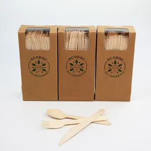 EVEN Biodegradable Wooden Disposable Eco Cutlery Set For Take Away