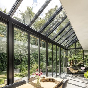 Muebles de invernadero de lujo modernos para sala de Sol de jardín disfrutando del sol en un solárium de cristal con moldura de techo triangular - Product Image 4