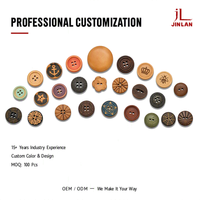 Botones de Costura de Madera Natural con Grabado Láser de Logotipo Personalizado para Camisas y Suéteres de Hombre, Múltiples Tamaños, Suministros para Manualidades, Venta al Por Mayor, OEM, ODM