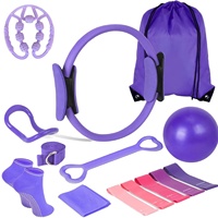 Set de Accesorios Multifuncionales para Pilates con Bola, Anillo, Bandas de Resistencia y Correas de Estiramiento para Ejercicio en Casa o Gimnasio