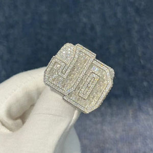 Hip Hop S925 argent Sterling Punk mode alphanumérique personnalité anneau pour enfants personnalisé Moissanite ensemble pour toujours étoile pour - Product Image 2