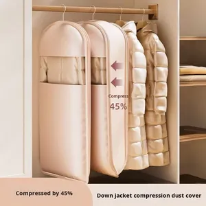 Fabric Foldable Jacket Coat Storage Bag Travel Packing Bag Closet <strong>Wardrobe</strong> <strong>Hanging</strong> Clothes Coat Suit Dust Cover Compression Bag - Product Image 3