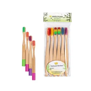 Produtos de cuidados domiciliar biodegradáveis Rainbow Barato Eco Friendly Toothbrush Logotipo Personalizado Bambu