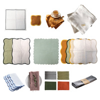 Serviettes en lin délavées 100, 20 pièces, pour le thé, à Double bord