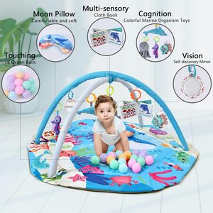 Alfombra de juegos para gimnasio para bebés 5 en 1, colchoneta para el tiempo de barriga y <span class=keywords><strong>actividades</strong></span>, <span class=keywords><strong>manta</strong></span> de Fitness para bebés con juguetes de peluche para el desarrollo de habilidades motoras - Product Image 2