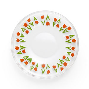 Redesigned Vintage Appeal Tulip Pattern Thick Unbreakable <b>Glass</b> Dinner Flower Plate - Product Image 1
