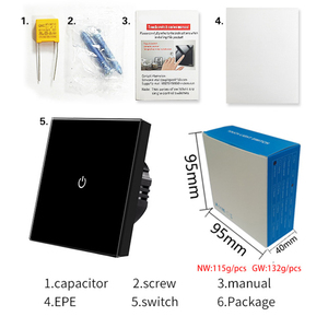Interruptor de Inducción Táctil Sensible de Lujo para Interiores, Tipo 86, <span class=keywords><strong>1</strong></span>/2/3 Vías, Panel de Vidrio Blanco, Negro y Dorado, con Indicador Azul y Rojo - Product Image 6