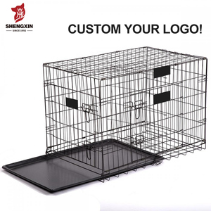 Litière personnalisée pour les animaux de compagnie, Double portes, <span class=keywords><strong>48</strong></span> pouces, chiens, panier en métal, Design nouveau, livraison gratuite, 2022