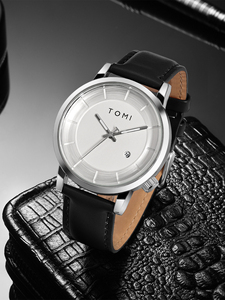 นาฬิกาควอตซ์ <span class=keywords><strong>TOMI</strong></span> T101 รุ่นปรับแต่งได้สำหรับผู้ชาย ดีไซน์เรียบง่ายทันสมัย รูปทรงกลม สายหนัง ขายส่งนาฬิกาข้อมือผู้ชาย - Product Image 2