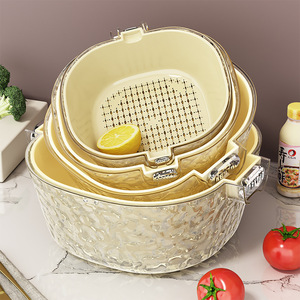 Évier double couche pour légumes, panier de drainage rétro de luxe en plastique, plateau à fruits, usage domestique et cuisine - Product Image 3