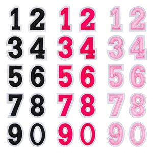 4.5cm pink Jersey Numbers 0-9 Embroidery Patch DIY Clothes Embroidered Number <b>Iron</b> on Patches for Backpack Shoes Hats Decoration - Product Image 1