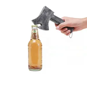Creative retro Axe opener with beaded chain Long jar can opener with magnet Tide Play Bottle Opener