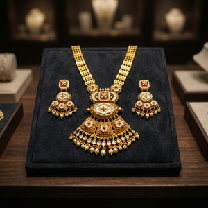 Ensemble de bijoux de mariée traditionnels en or Maharani, bijoux élégants et raffinés pour les mariées, ensemble en or traditionnel - Product Image 2