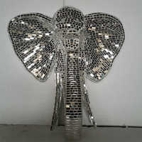 Maison de restaurant de luxe personnalisée Espaces intérieurs Décoration murale en miroir Sculpture murale tête d'éléphant en mosaïque