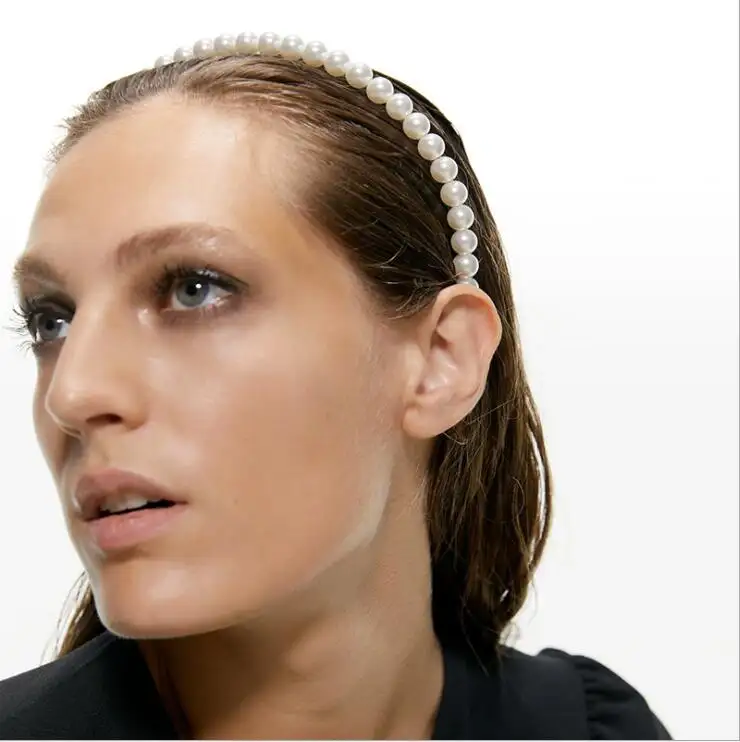 2020 nuevo diseño de grandes cuentas perla diadema mujer arco nupcial de cristal accesorios para el cabello niñas joyería de moda pelo