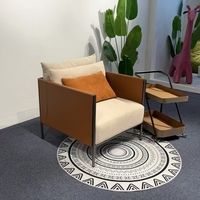 Fauteuil d'appoint en tissu de style nordique avec structure métallique, chaise de détente individuelle avec coussin pour salon et hôtel