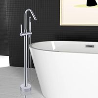Chrome Autoportant Monté Sur Pied Baignoire Cae Robinet Robinets Contemporain Autonome Baignoire Robinet En Laiton