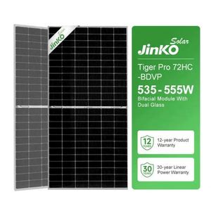 Panneau solaire bifacial Jinko 540W 545W 550W 555W 560W 565W Tiger Pro, modules photovoltaïques double vitrage avec onduleur - Product Image 1