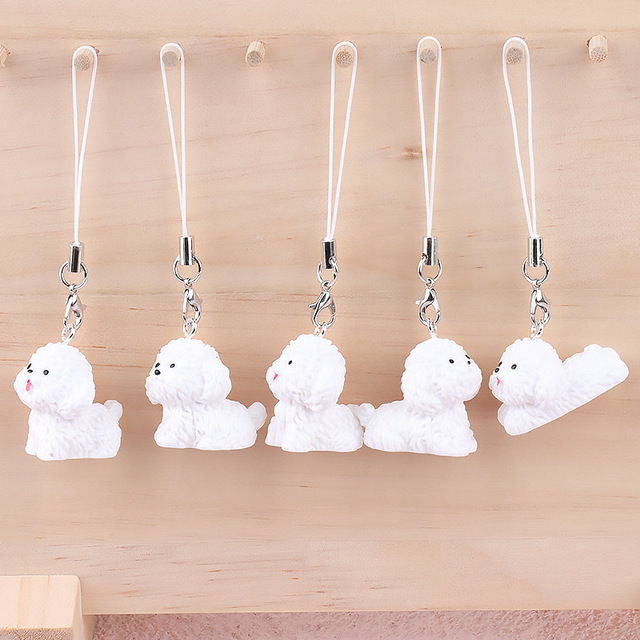 Cute Three-dimensional Flocked Dog Pendant Mini Doll Mobile Phone Charm DIY Keychain and Accessory for Decorations